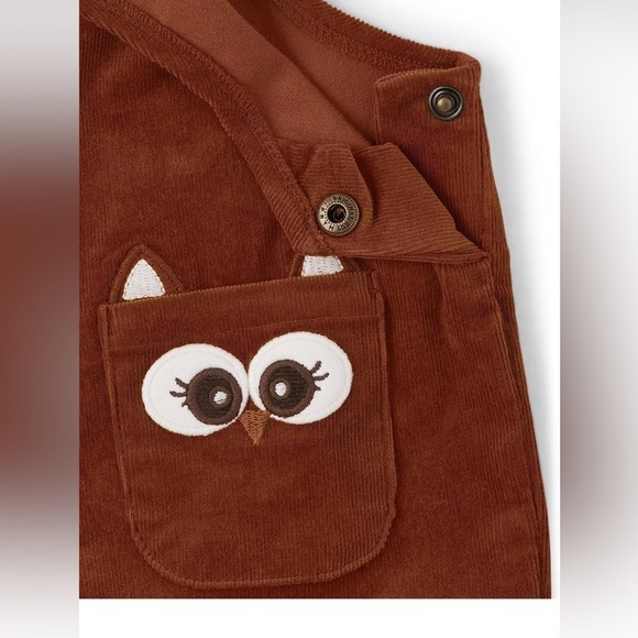 Kids Fall Corduroy Owl Overall Romper size 7 Back to school Halloween Fall - Picture 9 of 10
